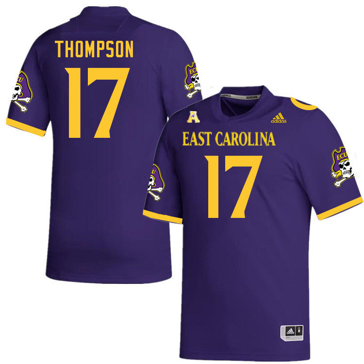 Men #17 Shaikh Thompson ECU Pirates College Football Jerseys Stitched-Purple